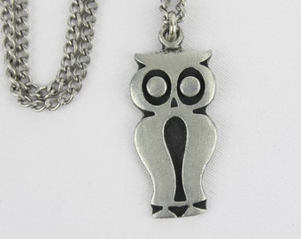 Vintage Pewter Owl Pendant Necklace R. Tennesmed Sweden