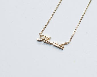 Florida Bar Necklace, Dainty Necklace, Tiny Florida Necklace, dainty Florida necklace, Florida letter necklace,