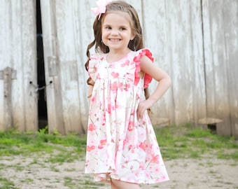 Girls Dresses - Toddler Girl Dress - Summer Dress - Flutter Sleeve Dress - Swing Dress - Double Ruffle Sleeve Dress - Baby Girl Dresses