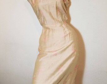 FREE SHIPPING 1950 Silk Hourglass Dress