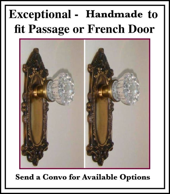 Crystal Door Knobs with Antique Brass Handcrafted Tall