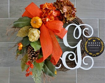 NEW! Fall Grapevine Wreath with Burlap. Fall Wreath. Autumn Wreath. Housewarming, Wedding, Mother's Day.