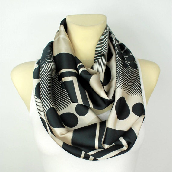 Oatmeal Autumn Infinity Scarf Womens Scarves Unique Handmade Scarves Satin Silk Scarf Gift for Her Gift Womens Summer Outdoors Summer Party