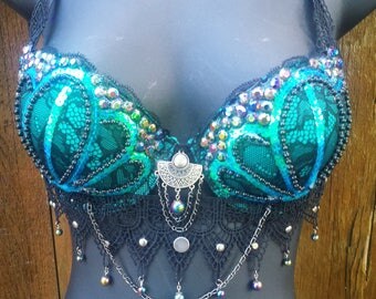 Mermaid Bra, CUSTOM TO ORDER! Rave Bra, Shell Bra, Festival Bra, Mermaid Costume, Festival Lingerie, Edc Bra, Rave Wear - 00310
