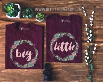 Big Little Sorority Family Succulent Wreath - Unisex Tees S-2X // Big Little Reveal // Big Little Gift // Sorority Shirt