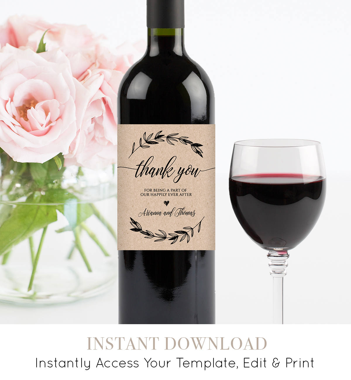 wedding wine bottle label printable wine label template 100 editable