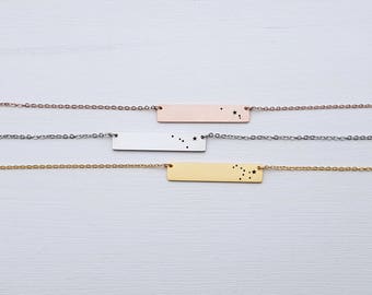 Constellation Necklace Personalized Zodiac Jewelry Matte Bar Necklace Gifts for Her Rose Gold Silver Constellation Gift for Best Friend
