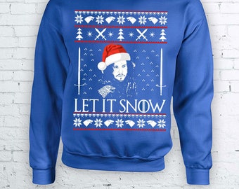 Let is Snow - Jon Snow Game of Thrones Christmas Holidays Ugly Sweater - Ugly but cute Christmas Sweather Crewneck Sweater Hoodie FEA337