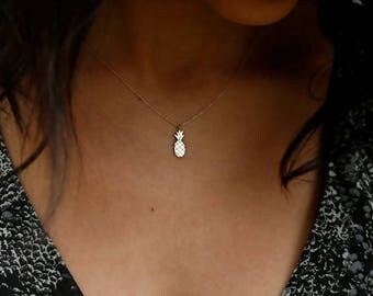 Hand-made Gold Pineapple Necklace Available in 14k Gold, White Gold or Rose Gold