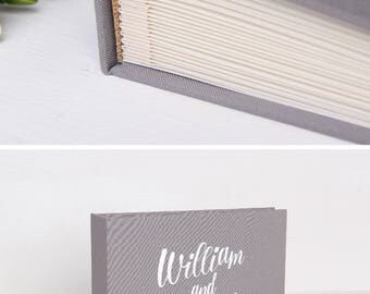Wedding Album Gray Guest Book With White Velour Lettering, Instax Mini picture album, Birthday Album - by Liumy