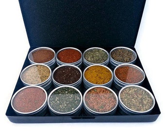 Personalized grilling kit, BBQ rub sampler, DAD GIFT, seasoning rubs, spicy rubs, guy gift, foodie gift, bbq spice, dry rubs, black gift box