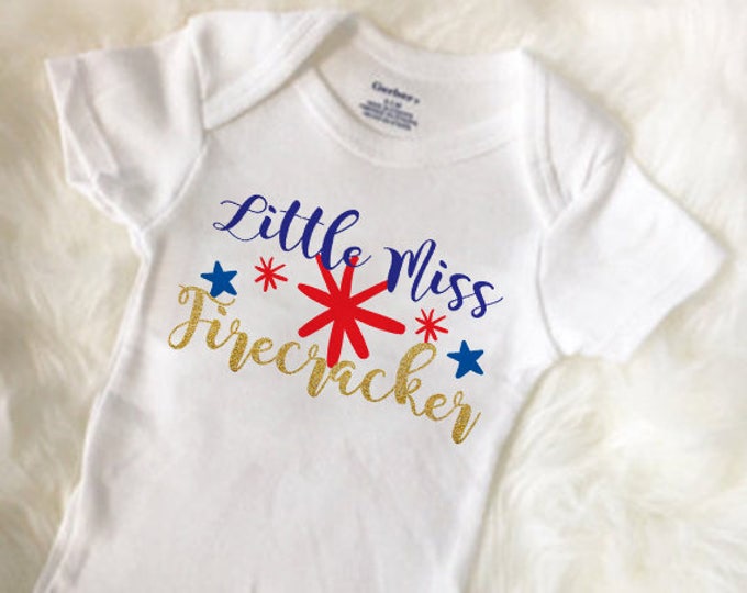 4th Of July Baby Onesies®, Little Miss Firecracker Onesies®, America Baby Clothing, Memorial Day Baby Outfit