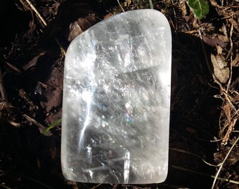 Free Shipping - Large Free-Standing Clear Calcite with Rainbow Inclusions Mineral Specimen, Healing Crystals and Stones