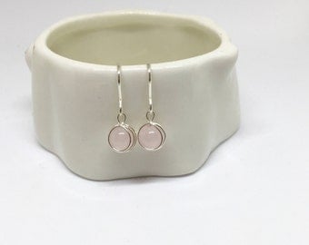 Rose quartz earrings, 925 sterling silver rose quartz earrings, silver quartz earrings, pink stone earrings, rose quartz jewellery