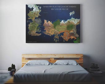 Game of Thrones map art gift Westeros poster Essos print got party seven kingdoms canvas decor fantasy house Stark song of ice and fire