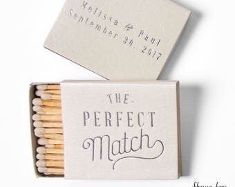THE PERFECT MATCH Matchboxes - Wedding Favors, Wedding Matches, Wedding Decor, Personalized Matches, Custom Matchbox, Match Box Shower Favor