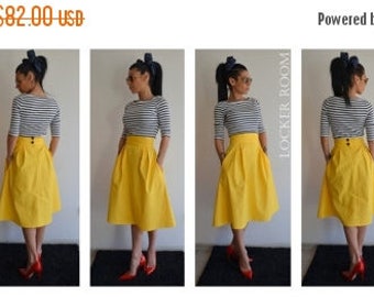ON SALE A-Line Spring Maxi Skirt /Yellow maxi skirt /High waist skirt /Over size woman skirt /Yellow Woman skirt