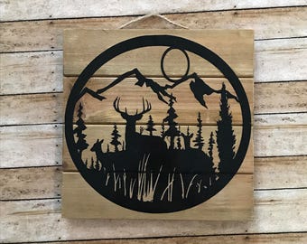 Deer wood sign | Etsy