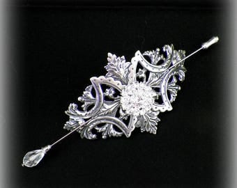 Victorian Shawl Pin Silver Brooch Vintage Style Scarf Pin Hair Slide Edwardian Filigree Outlander Antique Inspired Stick