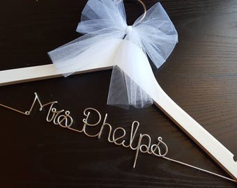 White wedding dress hanger/ NAME hanger/ mrs. hanger / wedding hangers