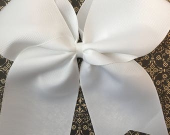 Classic White Cheer Bow-simple Cheer Bow- Softball Bows- white Soccer Bow- Large Cheer Bow- white Cheer Bow- Cheer Bow