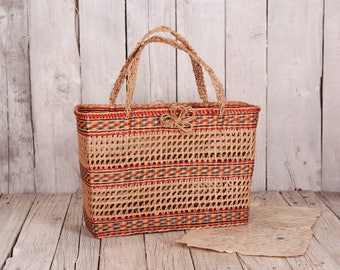 1970s Straw Bag/ Small Purse/ Handmade Purse/ Straw Bag/ Woven Straw Bag/ Summer Bag/ Vintage Straw Bag/ Charming Summer Woven Straw Handbag