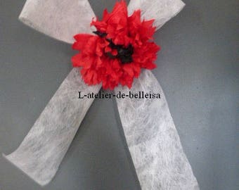 Red, black and white church pews knots