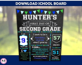 First day of school board - birthday board - editable file - you edit yourself - print today - chalkboard - art - age - weight - height -