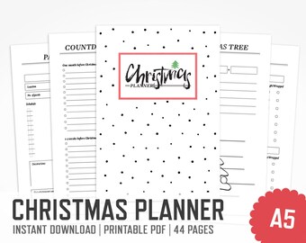 Christmas Planner / A5 / Holiday Menu Planner Xmas Christmas Binder Organizer Party Planner Binder Gift Log / INSTANT DOWNLOAD