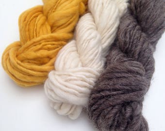 Mini Skein Bundle 90g British Wool Hand Spun and Hand dyed Yarn for Weaving Knitting Craft