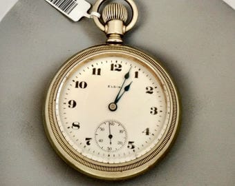 Vintage Elgin Pocket Watch 1886 C.W.C. Co 14K Gold Plated Runs