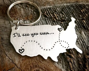 Long Distance Gift Long Distance Friendship Gift Best Friends Gift State Keychain Going Away Gift BFF Gift Mothers Day Gift BFF Gift Besties