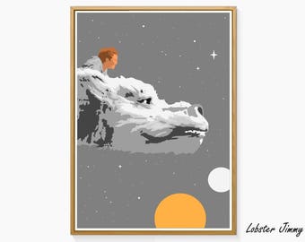 The NeverEnding Story Print, Printable Digital Art, Falkor, Movie Posters, Limahl, 80s Style, Movie Prints, Instant Download