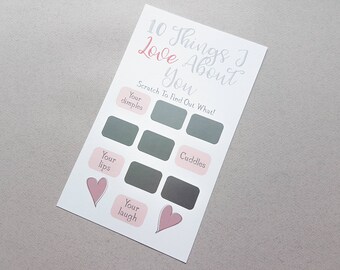 10 Things I Love About You, Giant Scratch Card, Wedding Gift, Valentine's, Anniversary Gift, Fiance, Engagement Gift, Girlfriend, Boyfriend