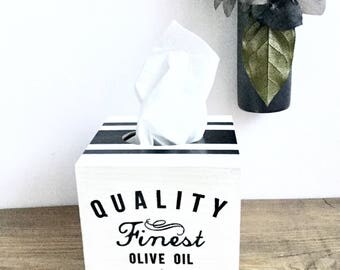 black and white shabby chic tissue box cover/ kleenex box holder, white shabby chic, vintage tissue box cover