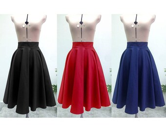 Midi Skirt / Womens Skirts / Circle Skirt / High Waisted Skirt / Midi Skirt Women / Skirt / Vintage Style Skirt / Cotton Skirt