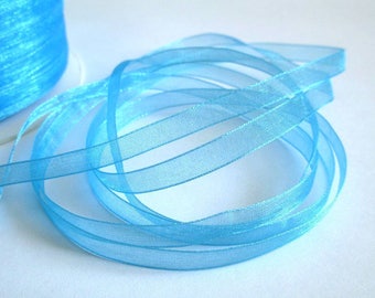 5 m organza Ribbon Blue 6mm