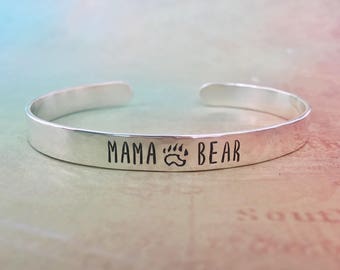Mama Bear Bracelet, New Mom Gift, New Mom Bracelet, Mothers Bracelet Cuff, Gift for New Mom, Gift for Mom, Baby Shower Gift, Red Fern Studio