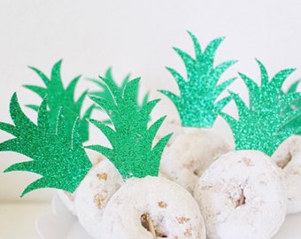 Pineapple Donut Topper-Pineapple Cupcake Toppers-Pineapple Party -Pineapple Decorations-Luau Bridal Shower-Aloha Bridal Shower-READY TO SHIP