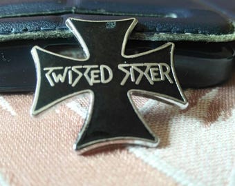 Twisted sister , vintage 80s , Iron cross pin .