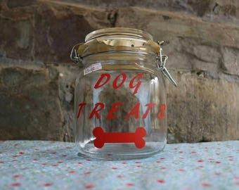 Dog Treat Jar- Dog gift, kitchen storage.