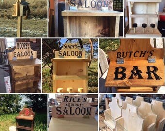 Squirrel Feeder Saloon or Cafe with Bar Stools; 18" tall! // Dad Gift // Grandpa Gift// Grandma Gift // Retirement Gift // Wedding Gift
