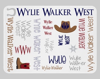 Cowboy Baby Blanket - Personalized Cowboy Baby Blanket - Western Blanket - Boy Baby Blanket - Cowboy Hat Blanket - Name Blanket