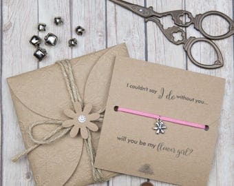 Flower girl gifts - bridal party gifts - custom friendship bracelets - I couldn't say I do - will you be my flower girl?
