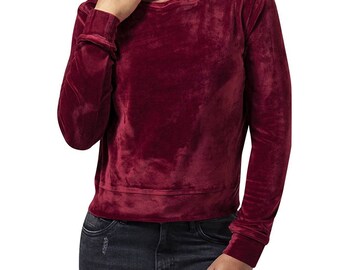 Women's sweatshirt ladies short velvet crew
