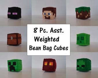 Minecraft Cube Party Game Bundle, All 8 Blocks, Party Favor, minecraft plush, stuffed plush, minecraft birthday, minecraft party favor, MTO