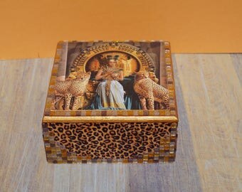Jewelry box Egyptian egypt unique original box wood box home decor decoupage box handmade box jewelry storage jewelry holder mosaic gold