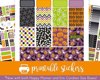 50% Off Printable Planner Stickers Colorful Halloween Weekly Kit! For October / Fall / Autumn! For use with Erin Condren and Happy Planner