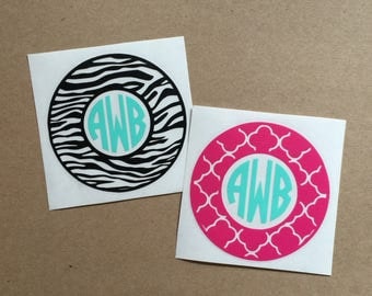 Monogram Decal - Quatrefoil or Zebra