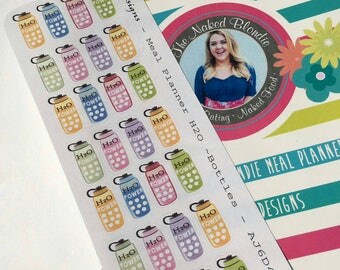 AJ6D401, Meal Planner Hydrate Stickers, Planner stickers.